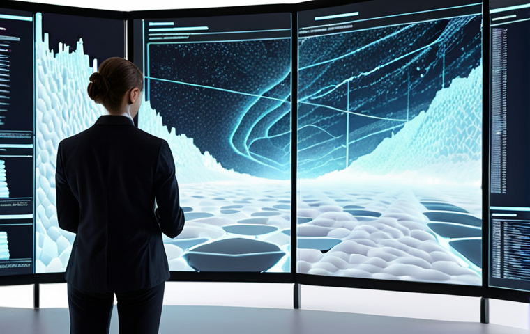 A professional, composed person (gender-neutral) standing in a modern, minimalistic office. They are observing a sophisticated, glowing holographic data visualization that projects clear, actionable insights from complex, swirling data clouds. The overall scene conveys clarity, strategic foresight, and the power of turning raw information into a clear path forward, representing a data-driven business navigating a competitive landscape. Focus on clean design, intelligence, and a sense of "knowing" rather than "guessing."